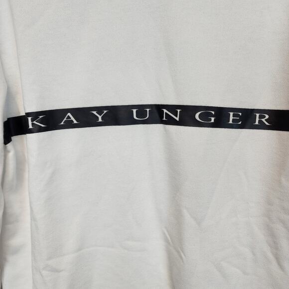 Kay Unger Performance Mesh Top Size M White French Terry Long Sleeve Casual - Picture 5 of 15